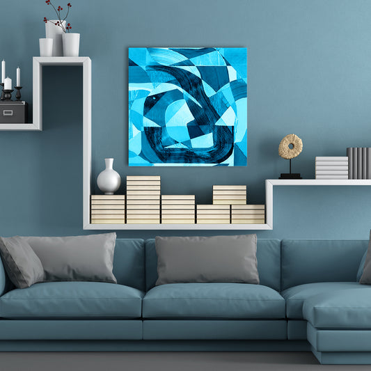 Leinwandbild - Blue Abstract Wohnbeispiel