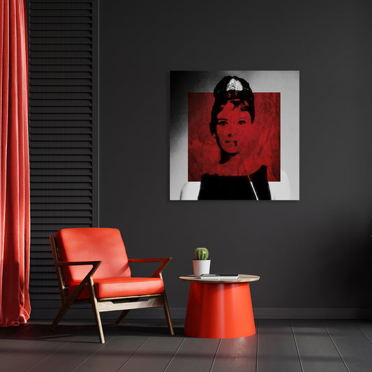 Leinwandbild - Woman in red Wohnbeispiel