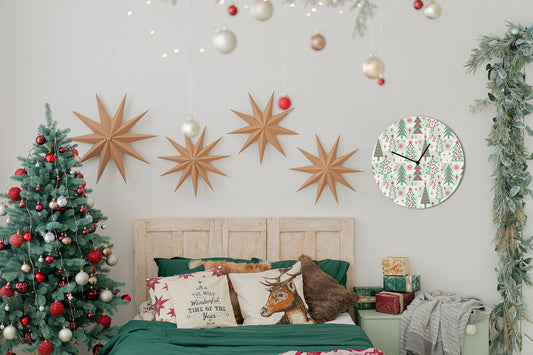 Tannenbäume Acrylglas-Uhr Wohnbeispiel