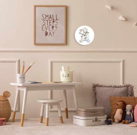 Acrylic glass clock - Scooter Bunny