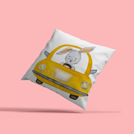 Pillowcase - Rabbit driving a car