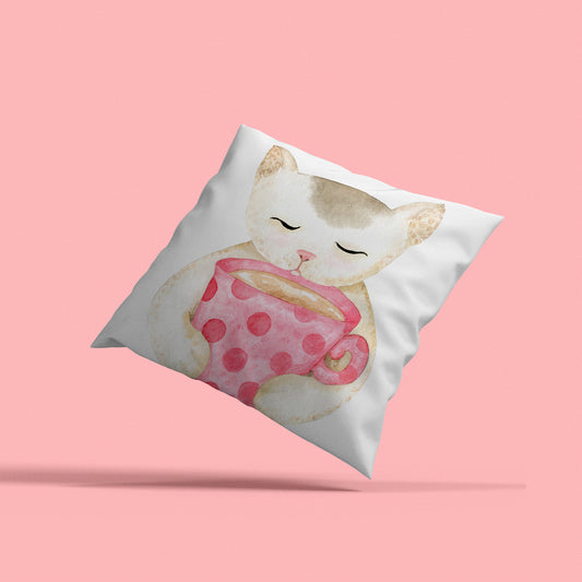 Pillowcase - Kitten with Cup