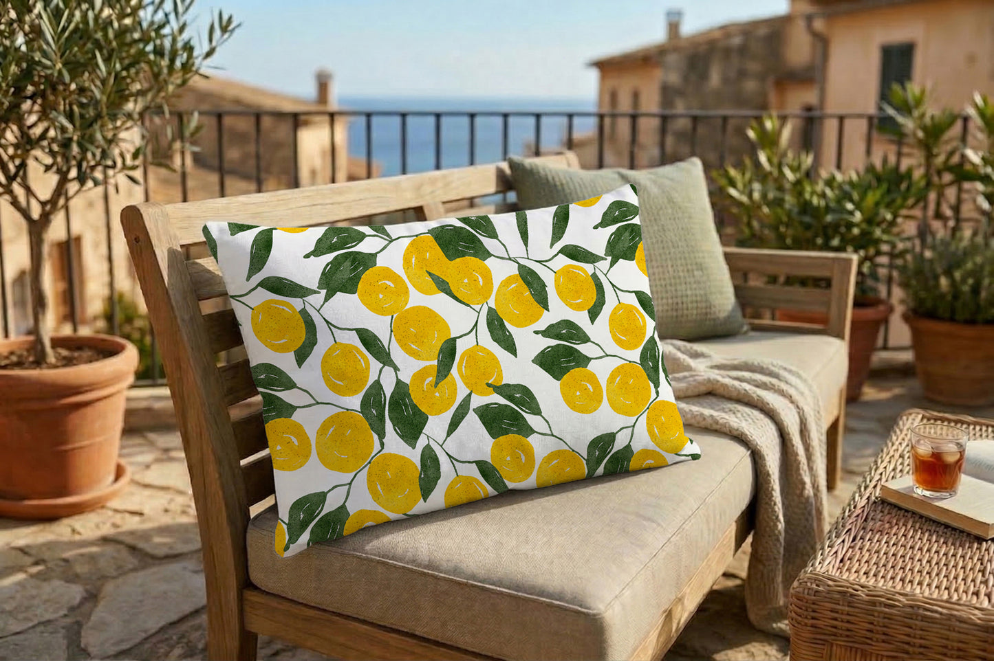 Outdoor Kissenbezug - Abstrakte Zitronen