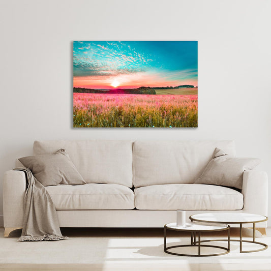 Acrylglasbild - Sommerlicher Morgenhimmel Wohnbeispiel