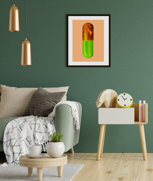 Rahmenbild - Green Orange Pill Wohnbeispiel