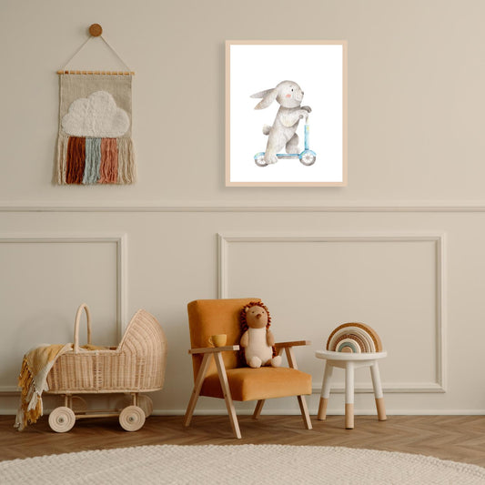 Frame picture - Rabbit with scooter