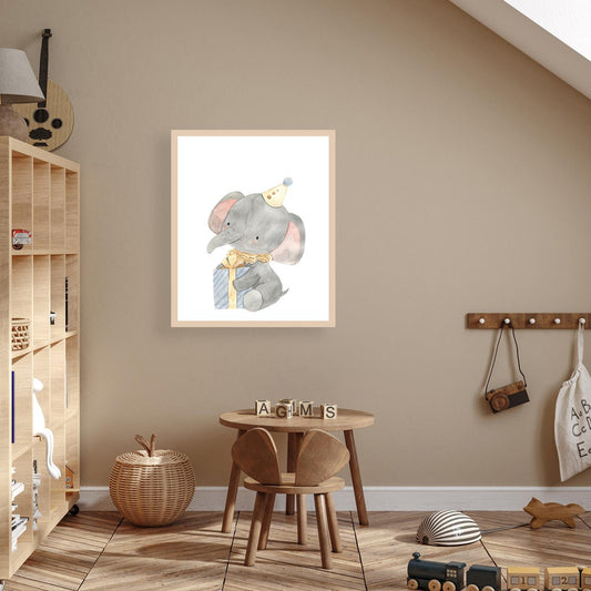 Frame picture - Little elephant with gift