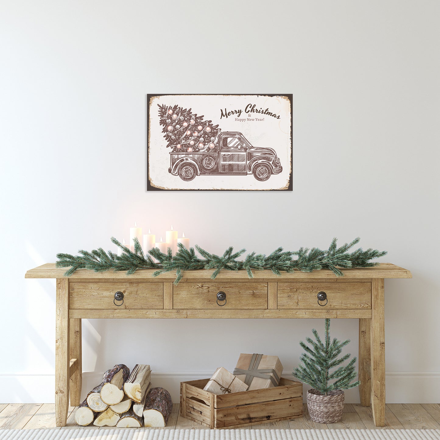 Blechschild - Christmas Truck Wohnbeispiel