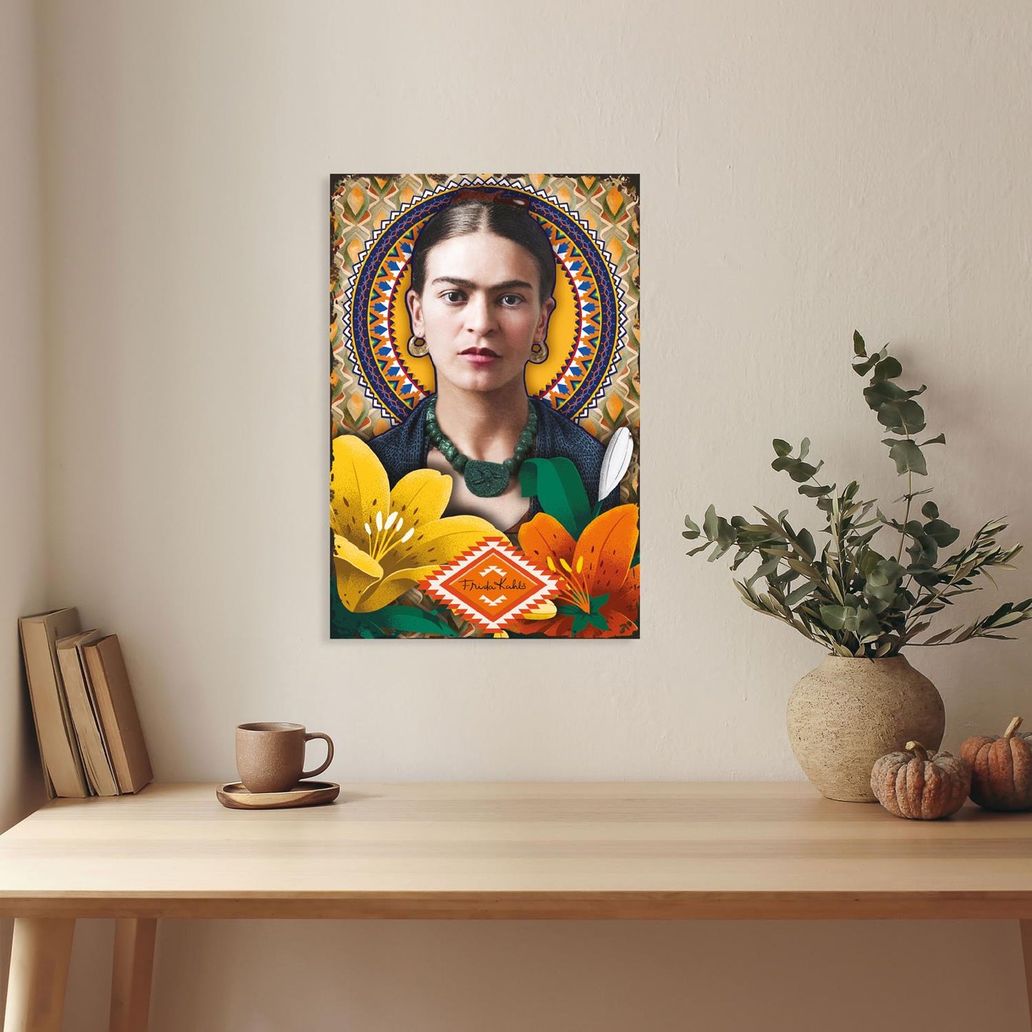 Frida Kahlo Blechschild - Blumen