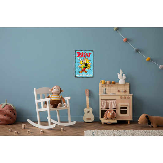 Blechschild - Asterix unbesiegbar Blau