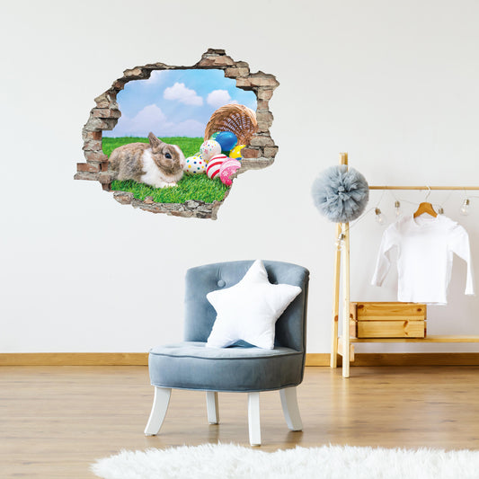 3D Wandtattoo - Hase mit Eiern