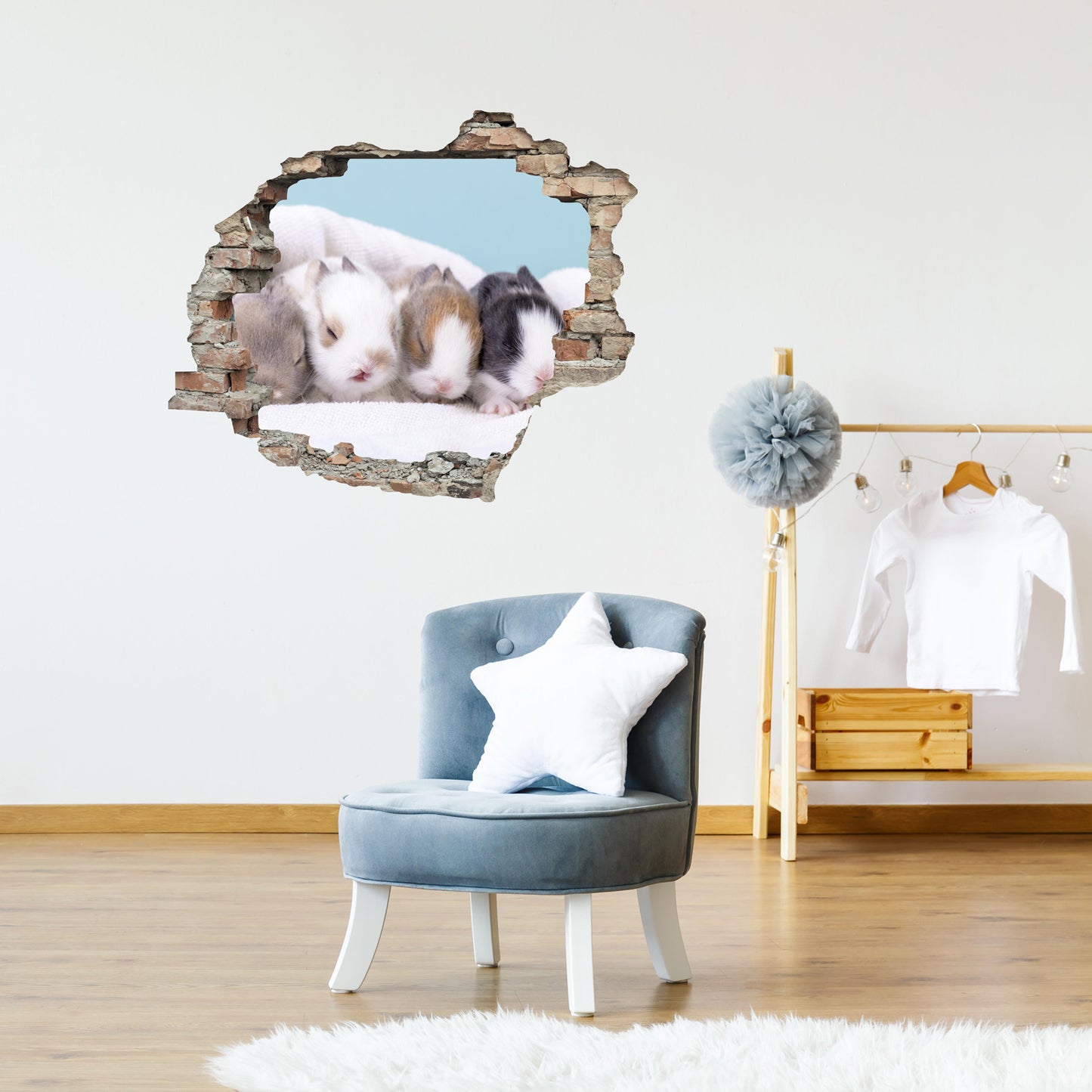 3D Wandtattoo - Kaninchenfamilie