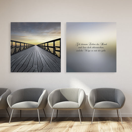 Leinwandbild - Gib deinem Leben die Hand - Einrichtungsbeispiel Foto