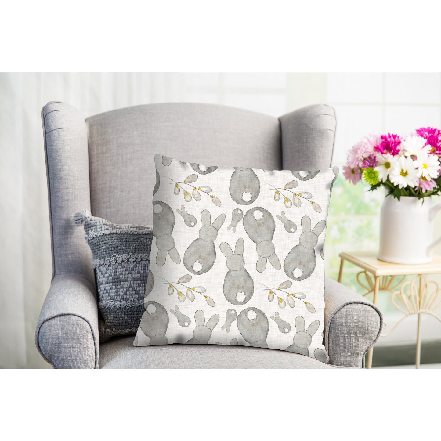 Kissenbezug - Grey Bunny Detail