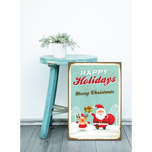 Blechschild Happy Holidays - Merry Christmas Wohnbeispiel