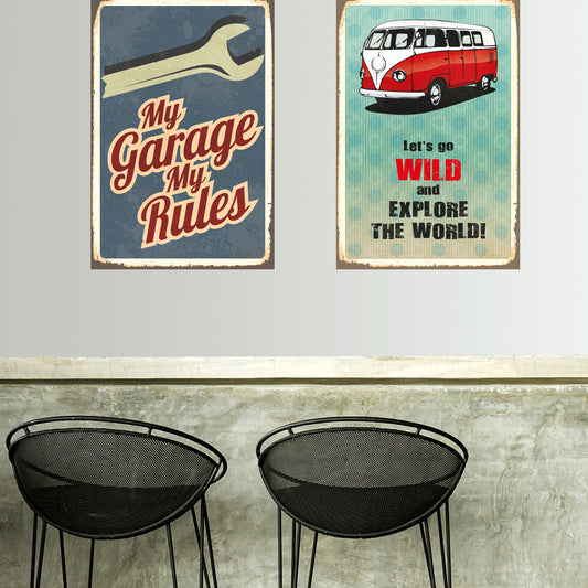 Blechschild - My garage my rules Detail