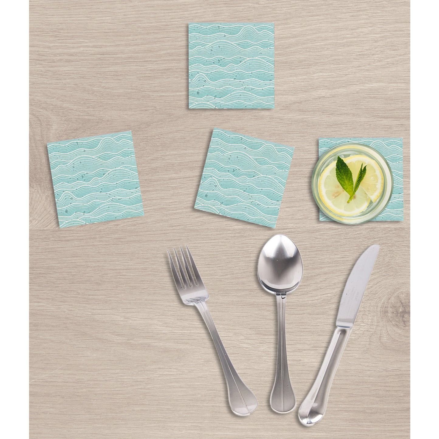 Steinuntersetzer-Set - Waves Wohnbeispiel