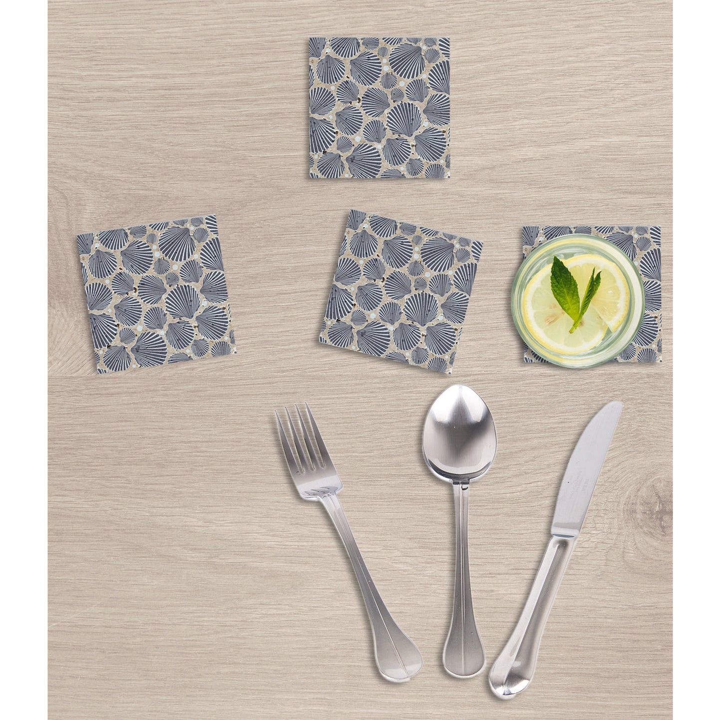 Steinuntersetzer-Set - Shells Wohnbeispiel