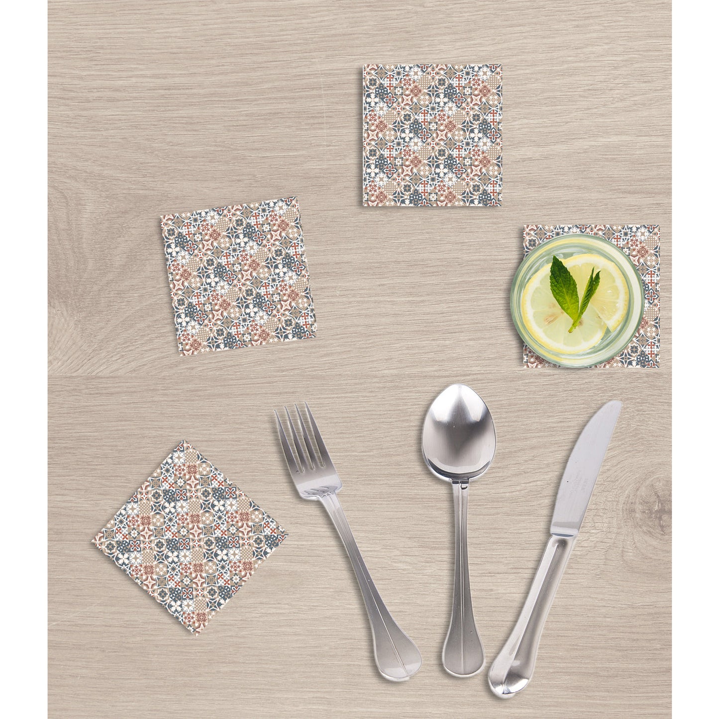 Steinuntersetzer-Set - Oldschool Wohnbeispiel