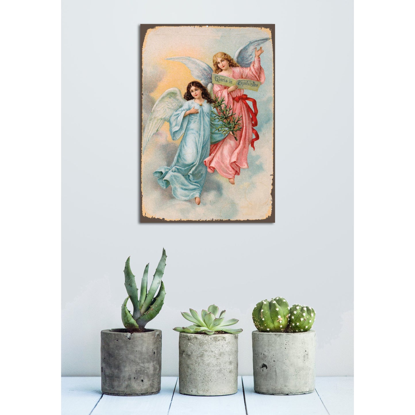 Blechschild Engel - Gloria in Excelsis Deo Wohnbeispiel