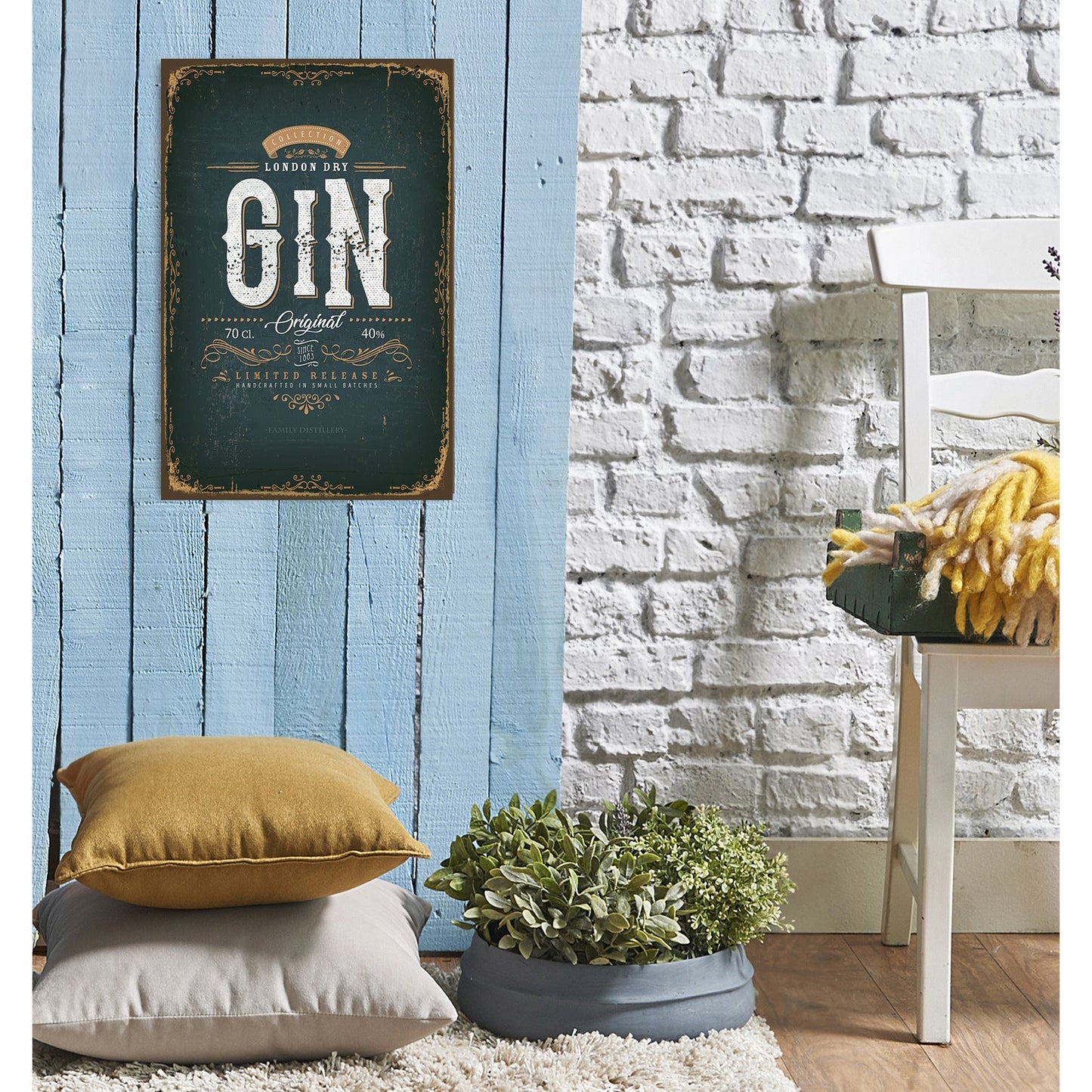 Blechschild - Gin Wohnbeispiel