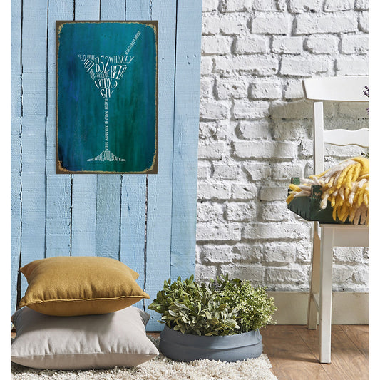 Blechschild - Alcohol Glas Wohnbeispiel