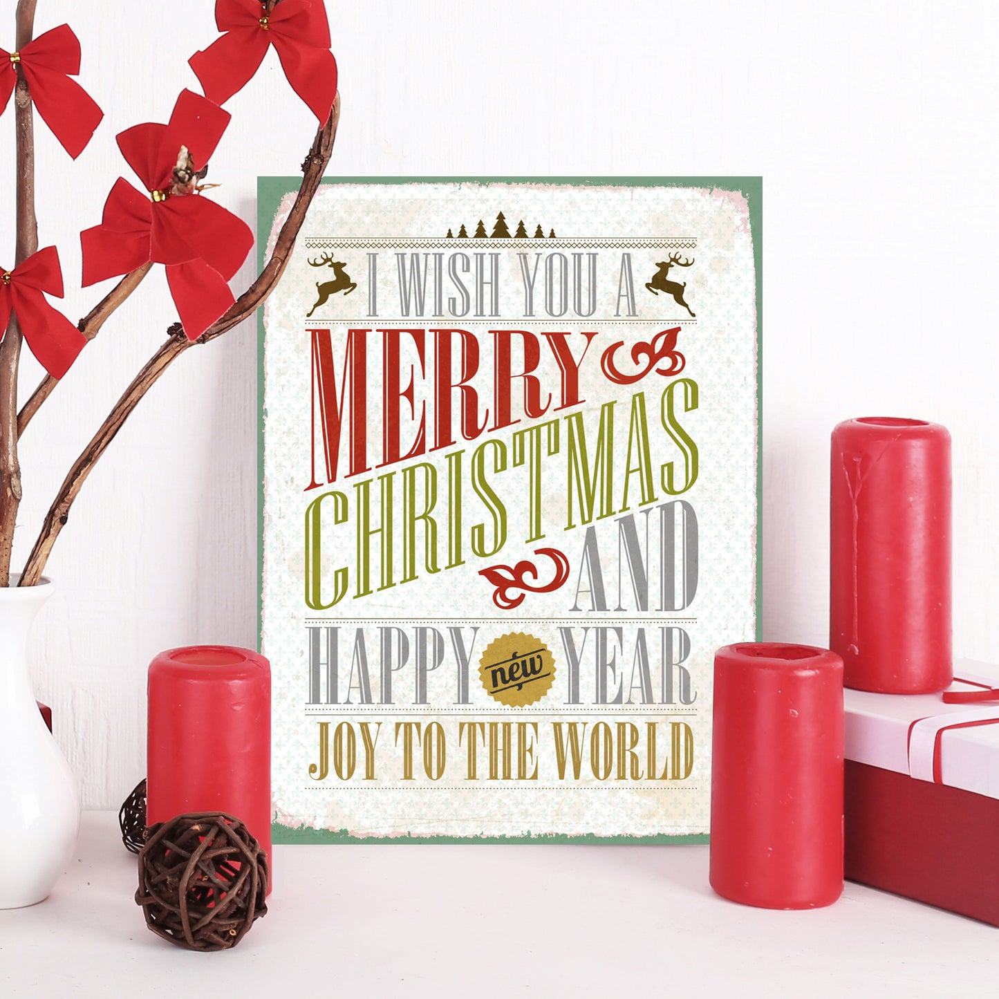 Blechschild - I Wish You A Merry Christmas Wohnbeispiel