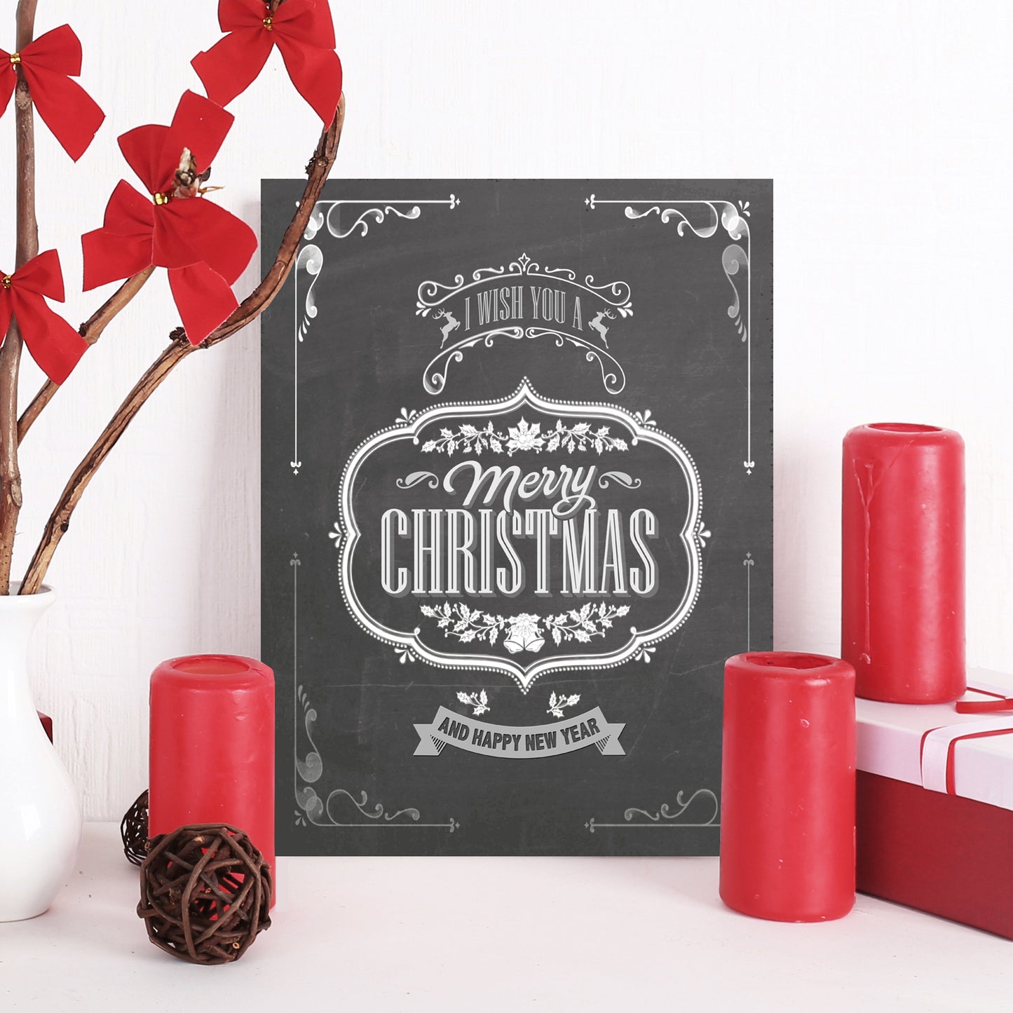 Blechschild - I Wish You A Merry Christmas Wohnbeispiel