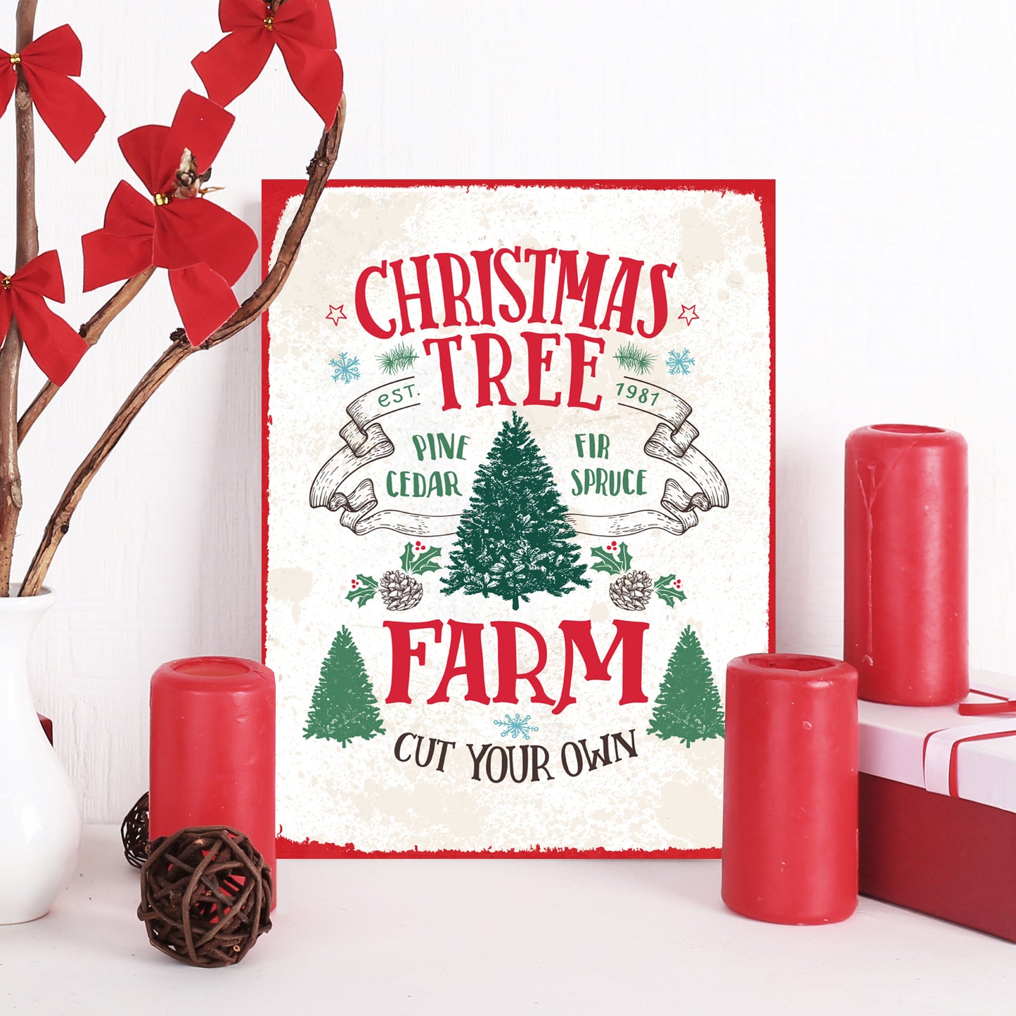 Blechschild - Christmas Tree Farm Wohnbeispiel