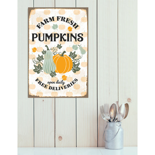 Blechschild - Farm Fresh Pumpkins Wohnbeispiel