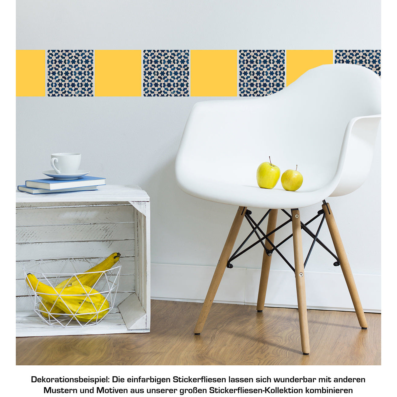 Stickerfliesen - Color Yellow 12er-Set Wohnbeispiel