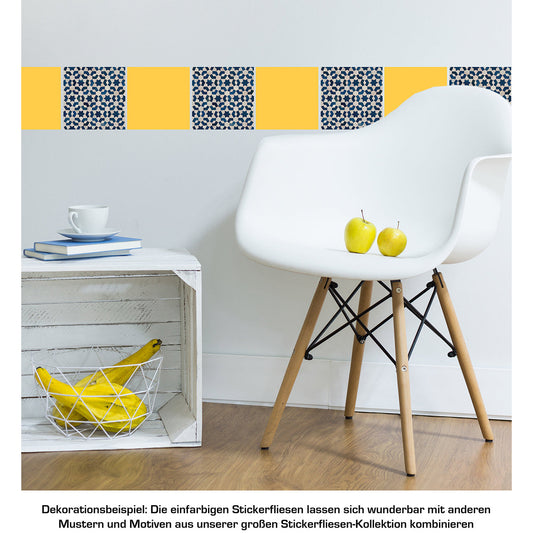 Stickerfliesen - Color Yellow 12er-Set Wohnbeispiel