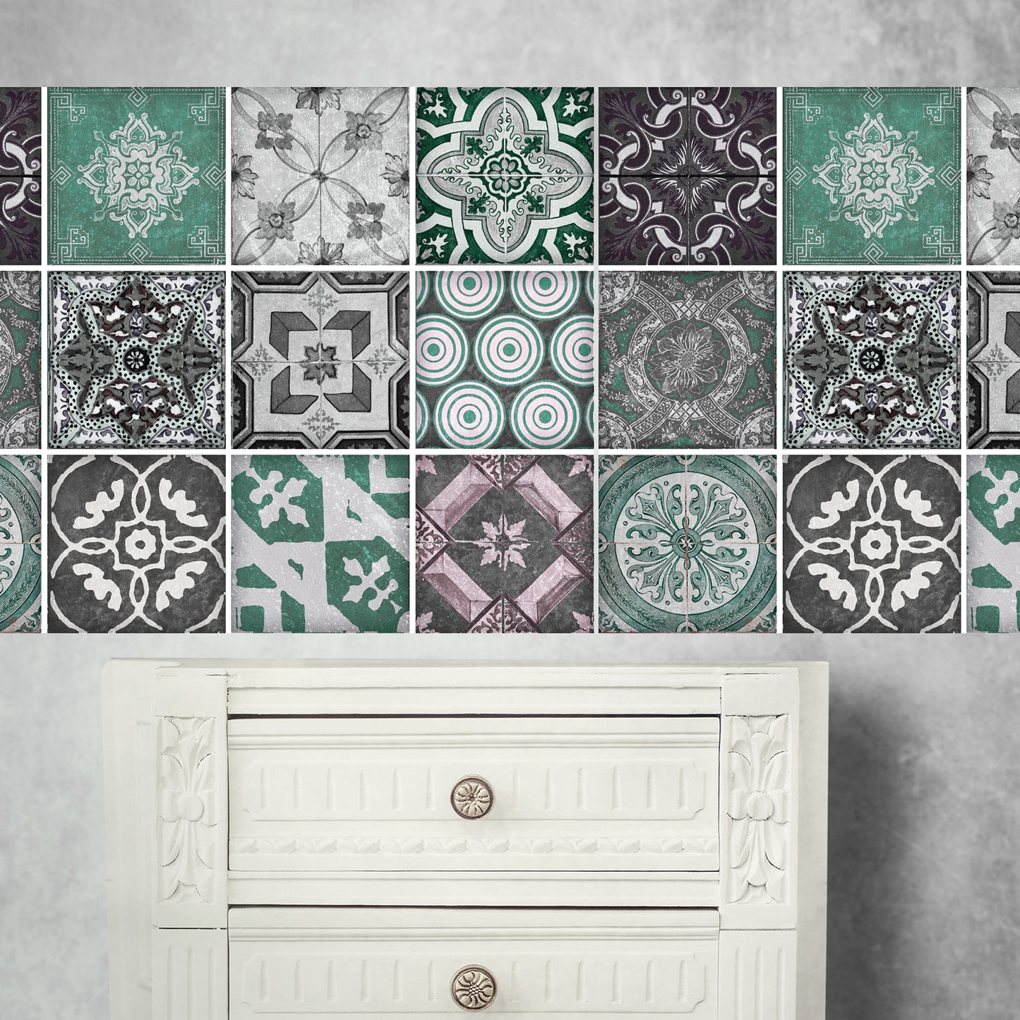 Stickerfliesen - Arl 12er-Set Wohnbeispiel