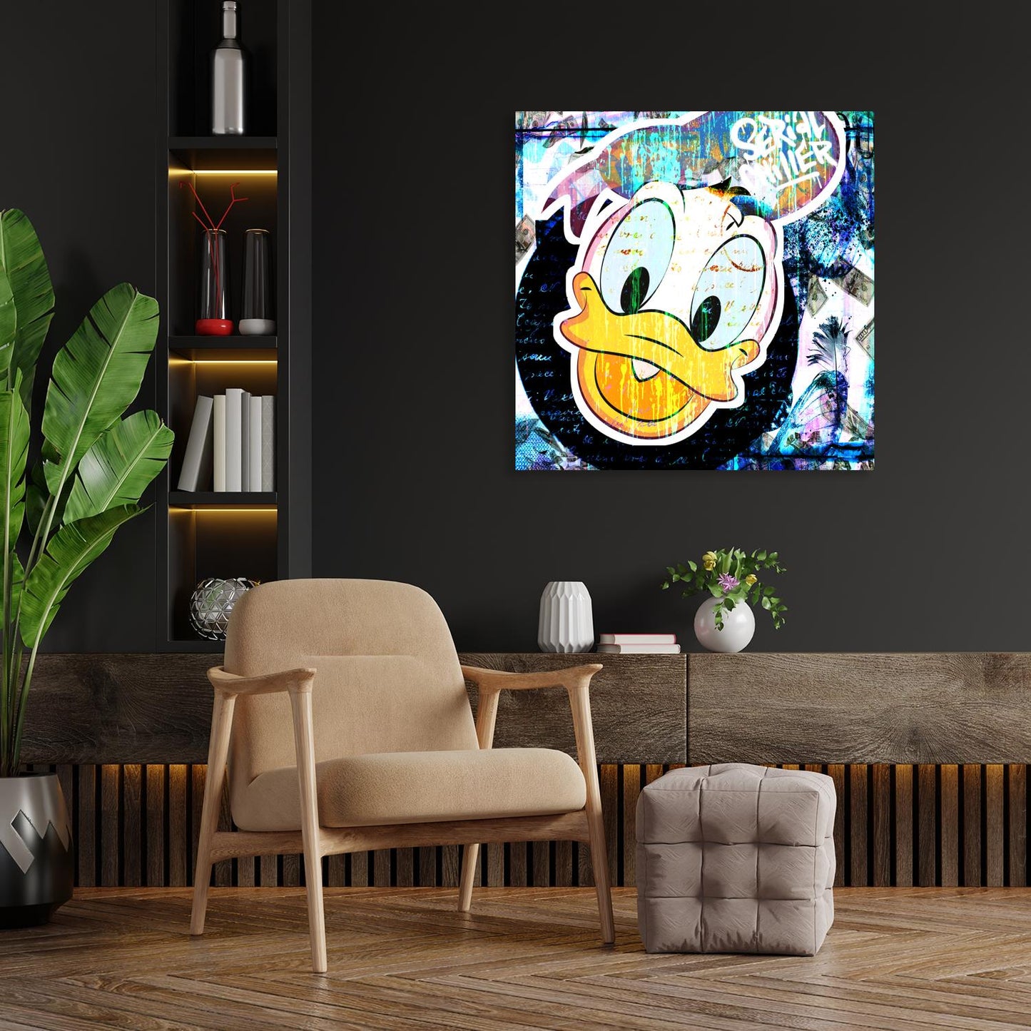 Acrylglasbild - Grafitti Donald Wohnbeispiel