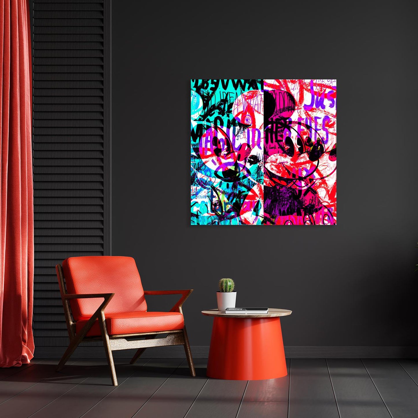 Acrylglasbild - Colorful Mickey Wohnbeispiel