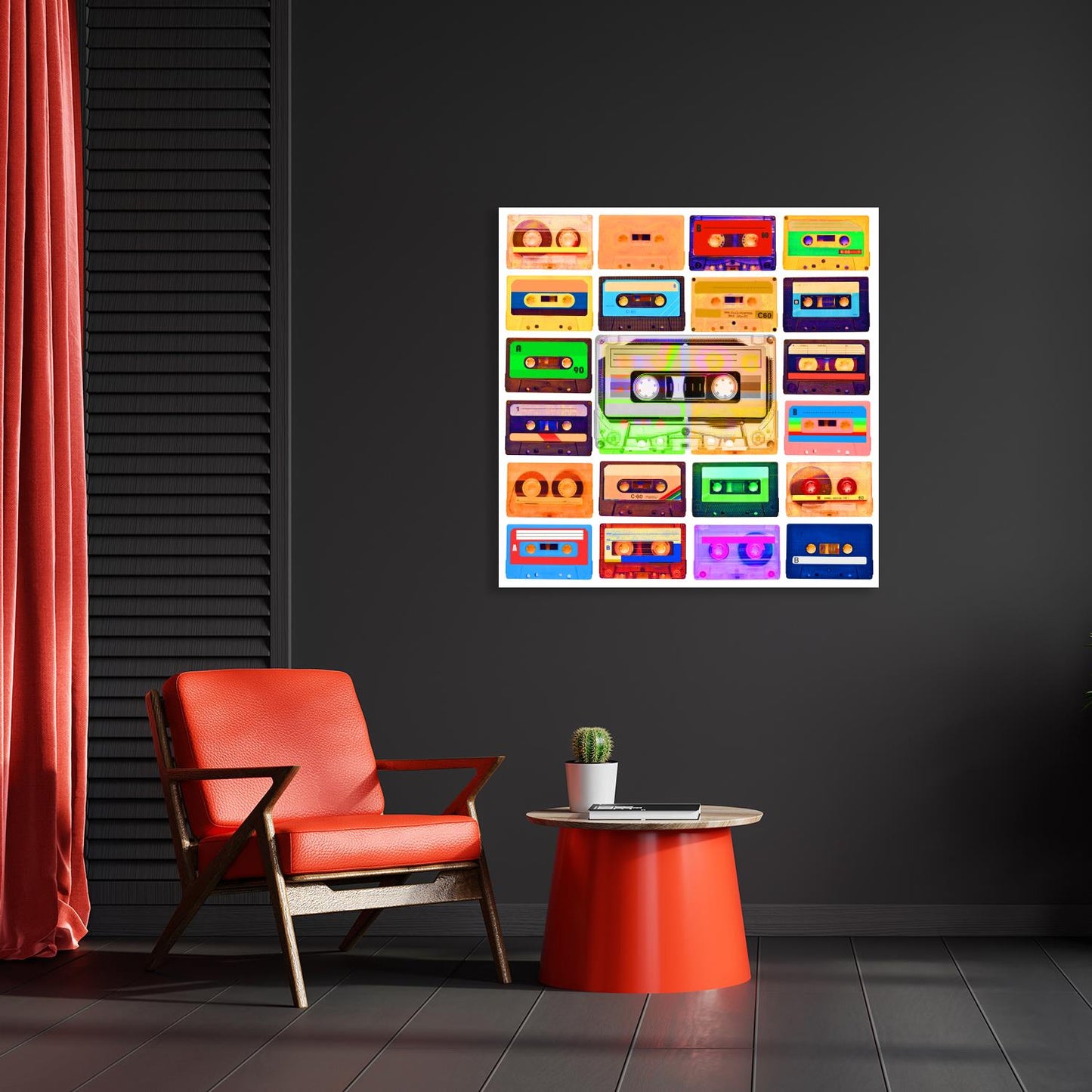 Acrylglasbild - Retro Cassettes Wohnbeispiel