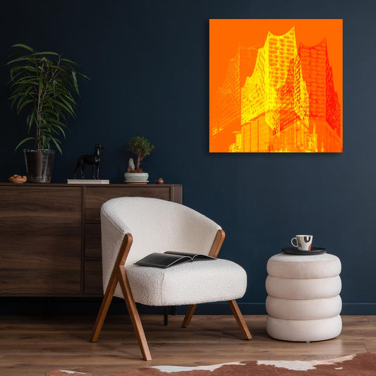 Acrylglasbild - Elbphilharmonie Hamburg Orange