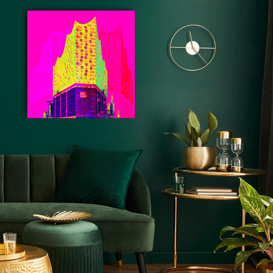 Acrylglasbild - Elbphilharmonie Hamburg Pink