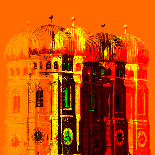 Acrylglasbild - München Frauenkirche Orange