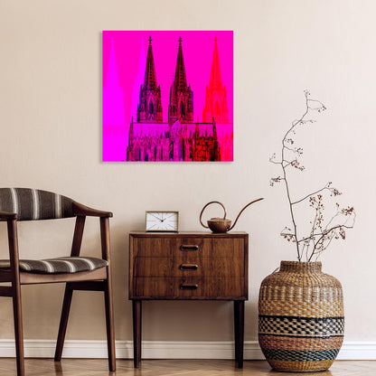 Acrylglasbild - Köln Dom Pink