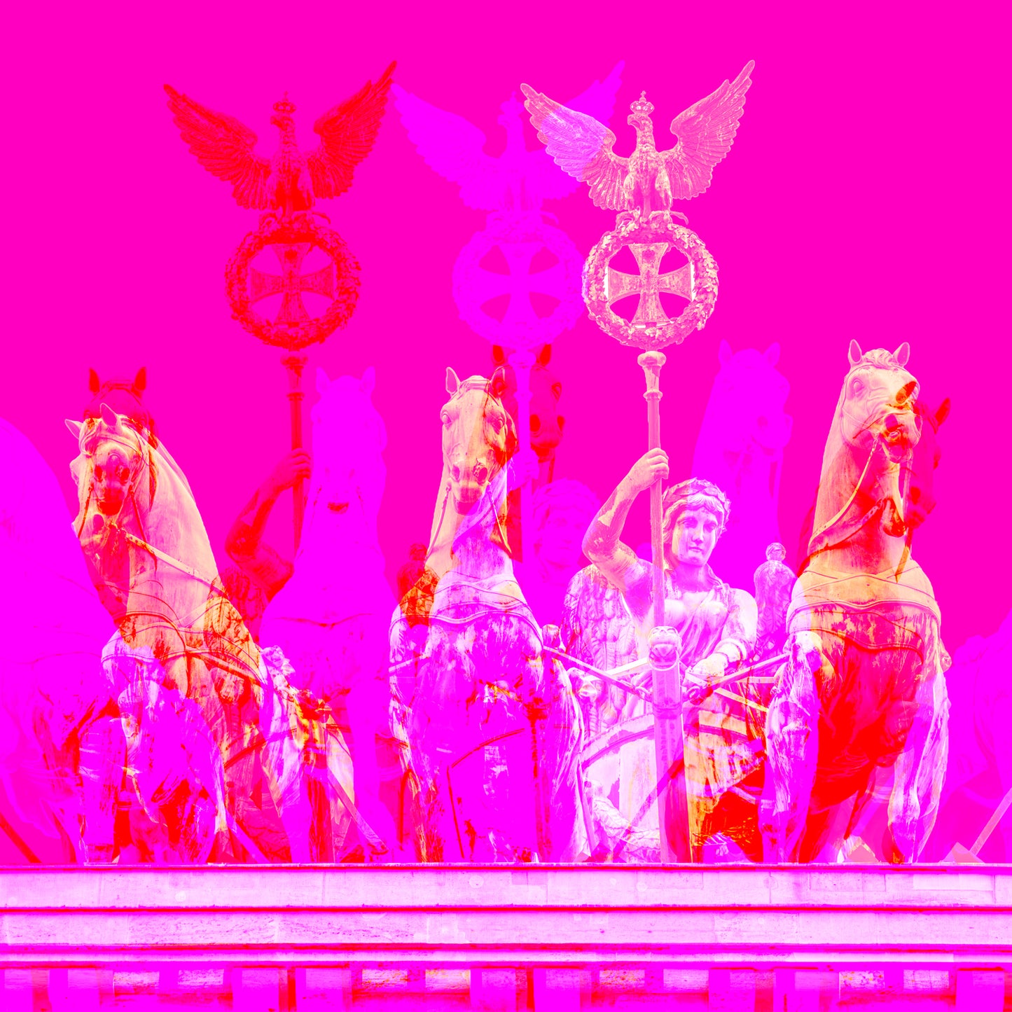 Acrylglasbild - Berlin Brandenburger Tor Siegesgöttin Pink