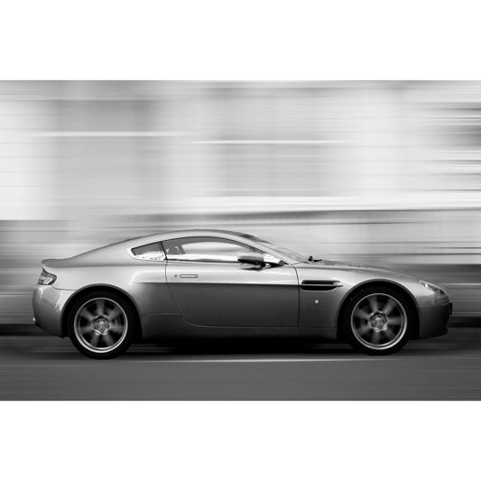 Aluminiumbild - Sportwagen Seite Schwarz Weiss