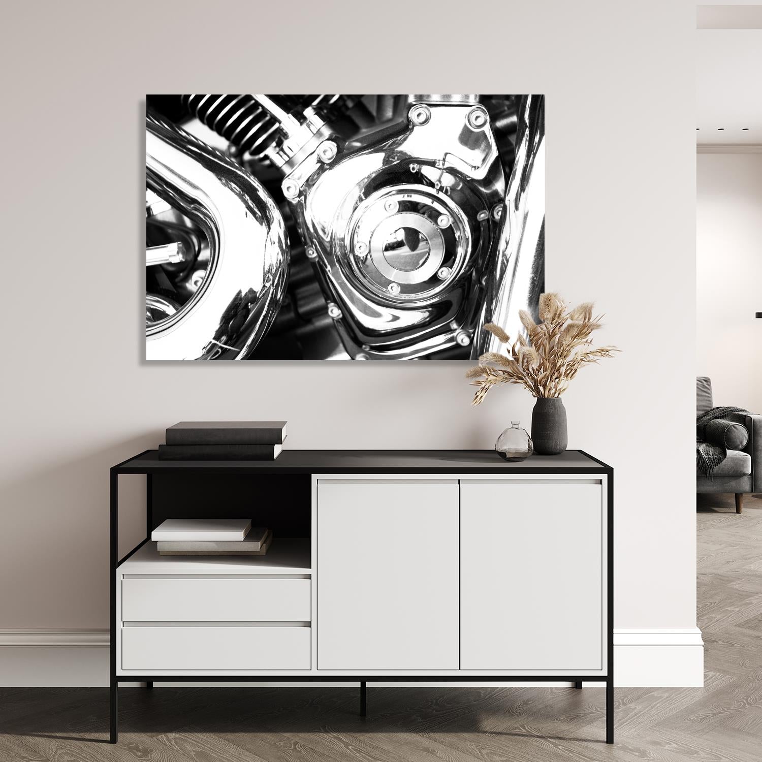 Aluminiumbild - Retro Technik Wohnbeispiel