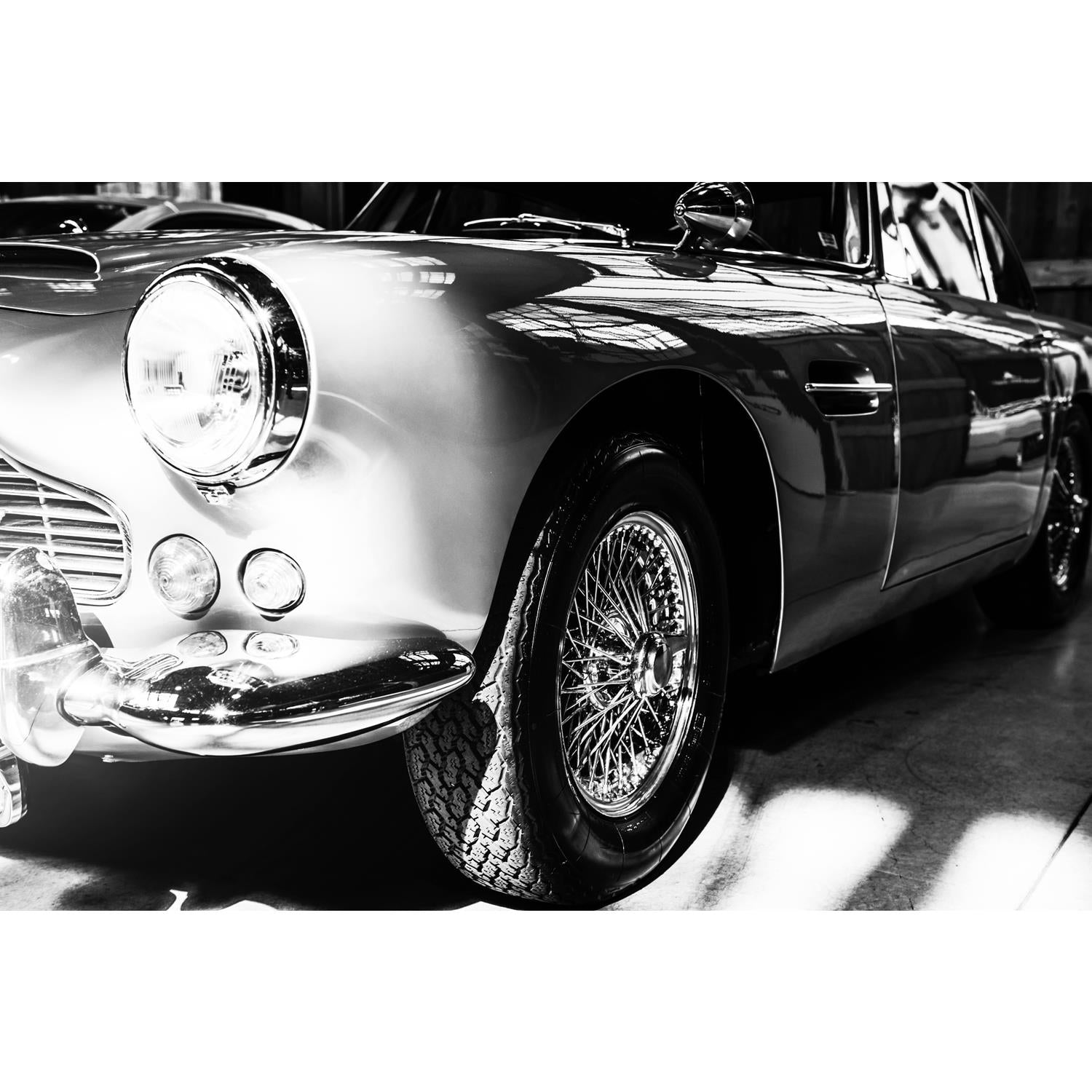 Aluminiumbild - Retro Auto Schwarz Weiss