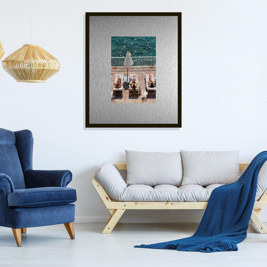 Rahmenbild mit Alupassepartout - Three Women Sunbathing