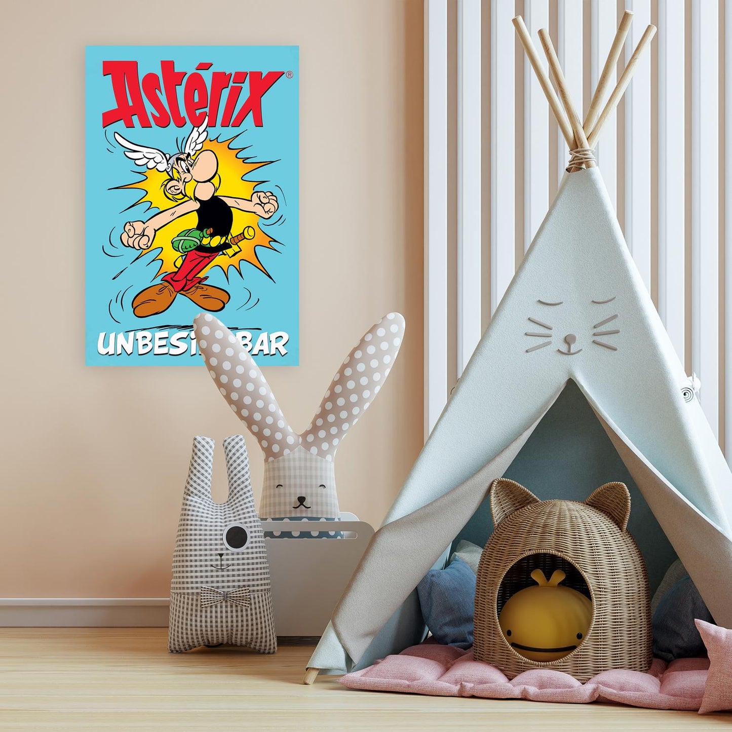 Leinwandbild - Asterix unbesiegbar Blau