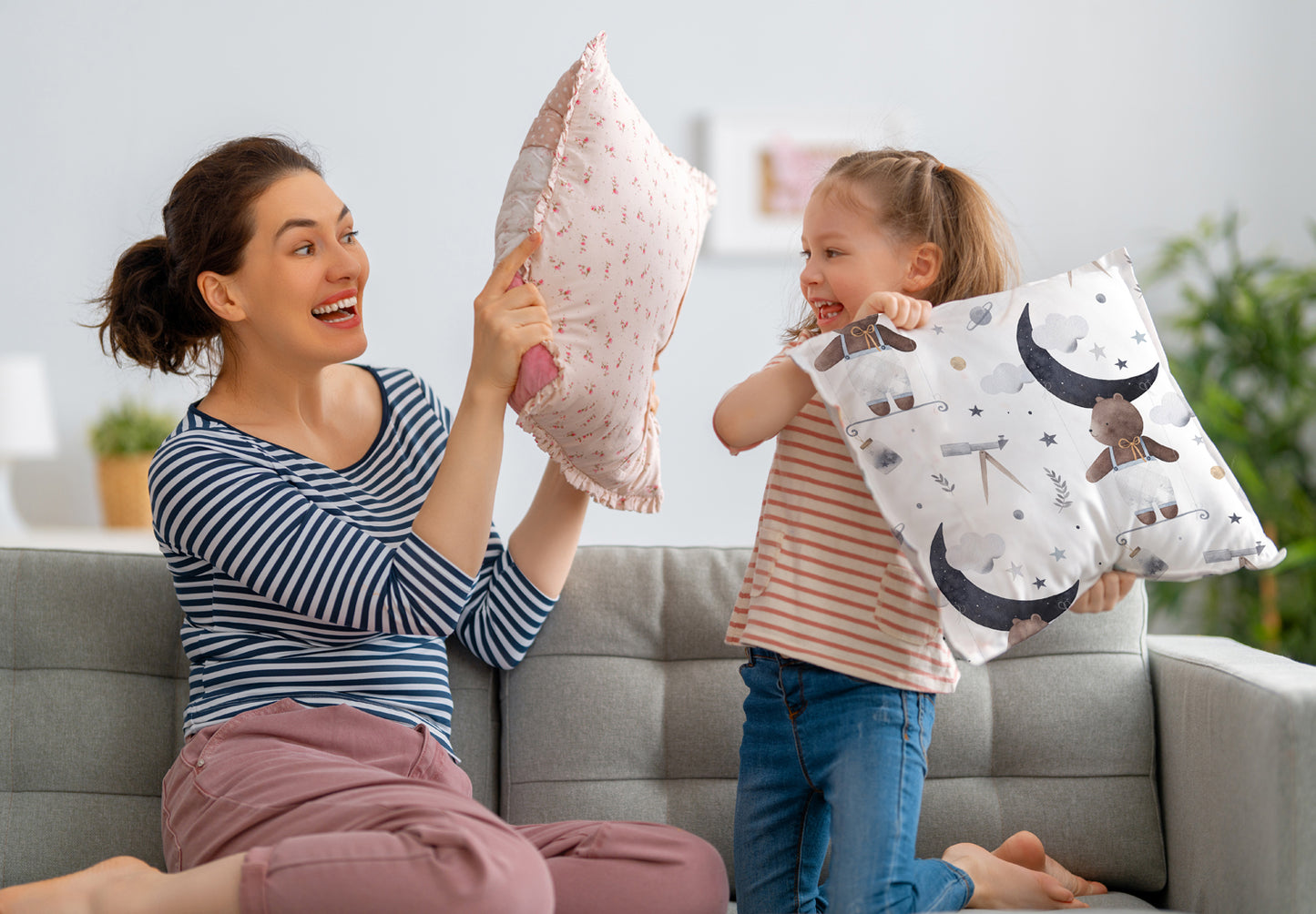 Kissenbezug - Bär, Mond und Sterne