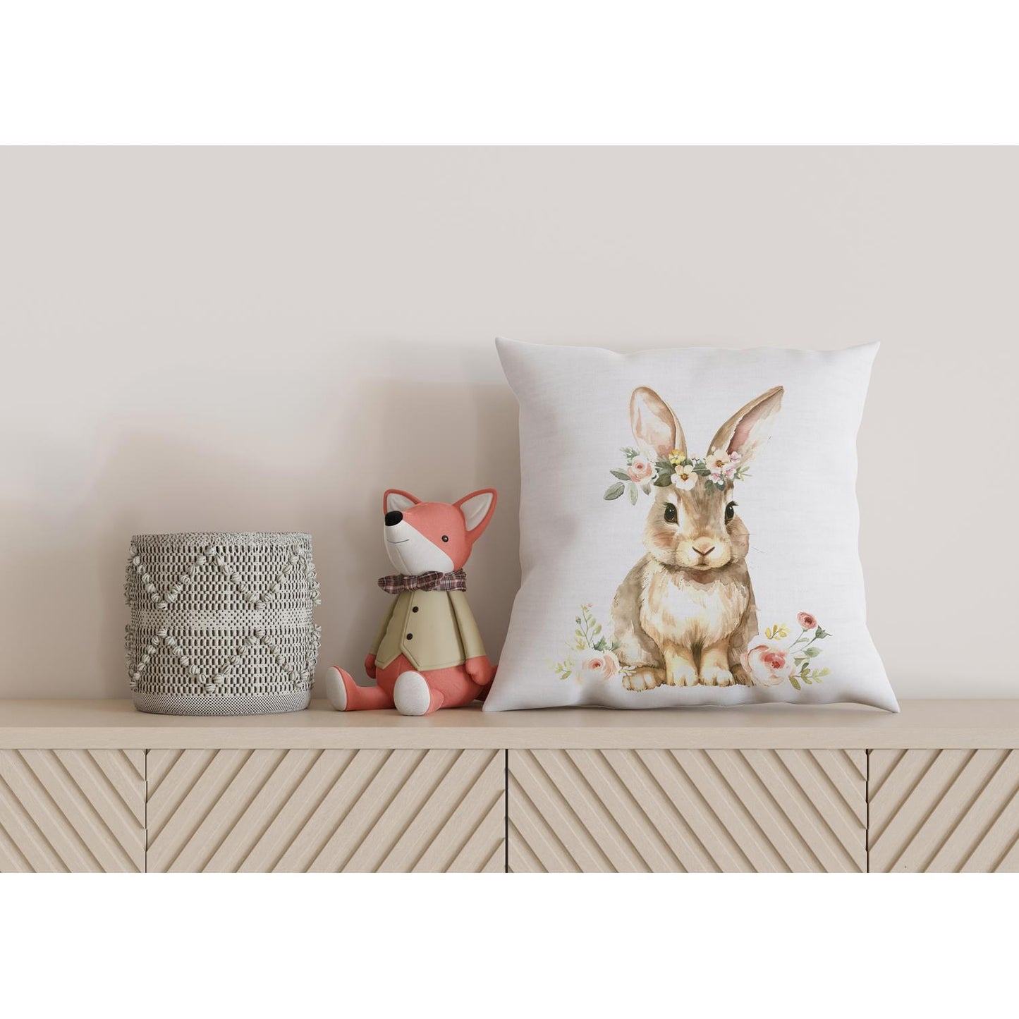 Kissenbezug - Hase mit Blumen