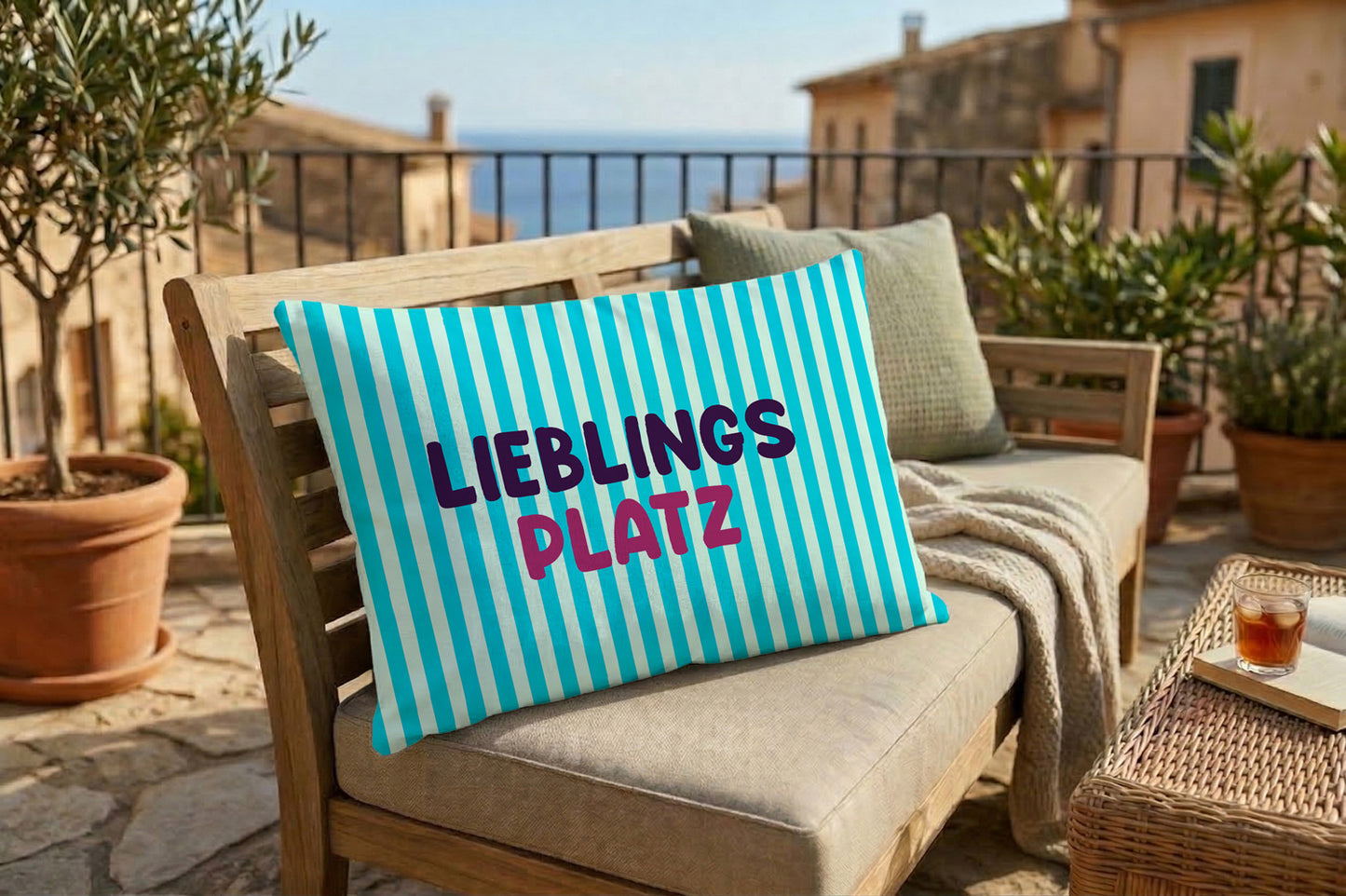 Outdoor Kissenbezug - Lieblingsplatz Streifen
