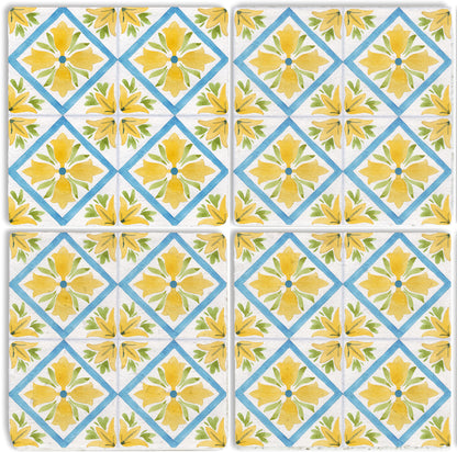 Steinuntersetzer-Set - Yellow and Blue Summer